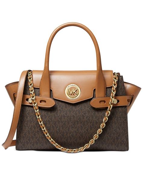 michael michael kors signature carmen small flap belted satchel|mk carmen bag.